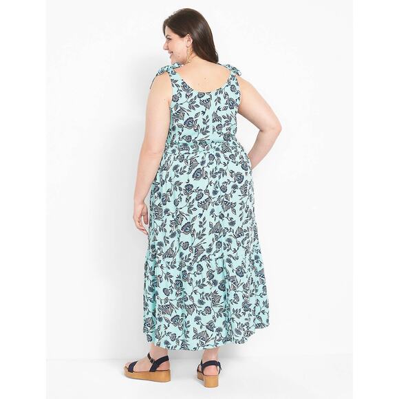 Lane Bryant Floral Print Tie Sleeve Tiered Maxi Dress Size 22 NEW - Picture 4 of 10